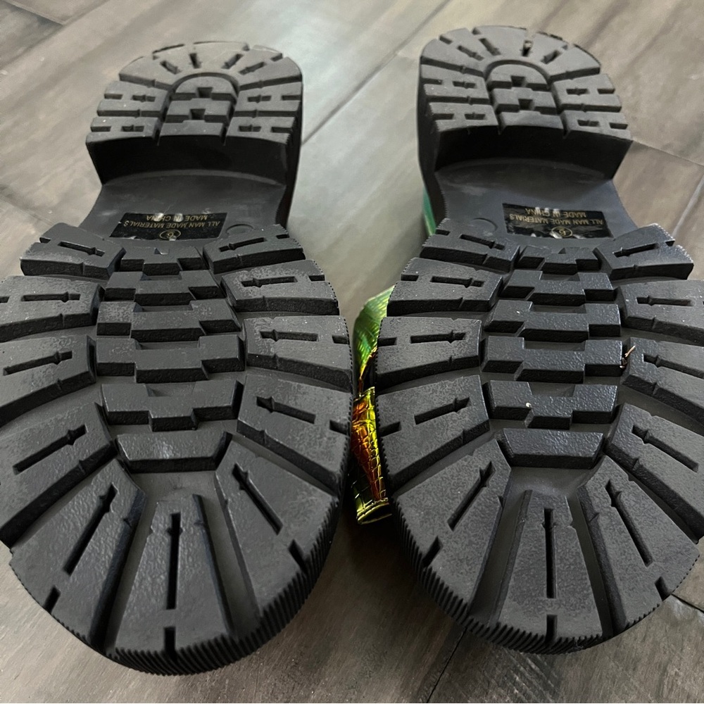 Dolls Kill Iridescent Croc Criss Cross Platform Sandals - Size 6 - Picture 13 of 13